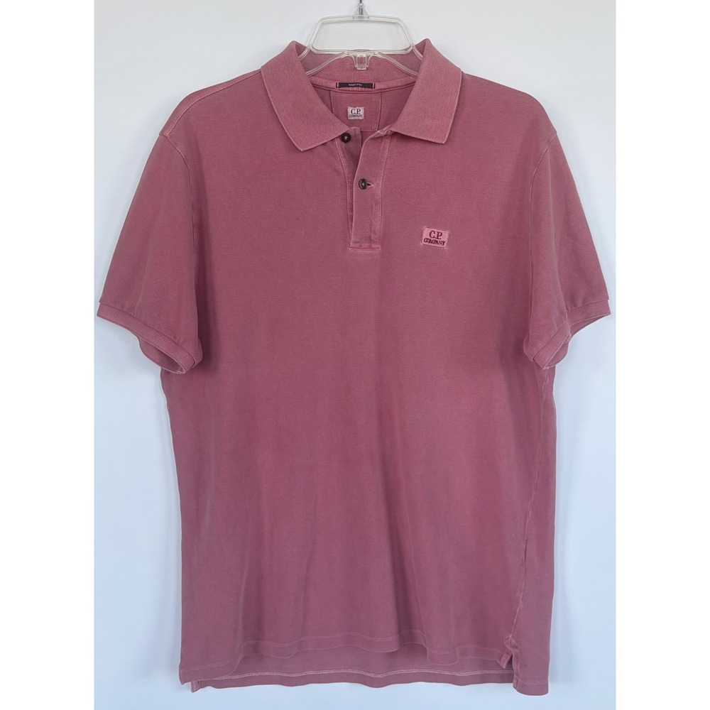 CP Company Mens Resist Dyed Cotton Pique Polo Shirt Pink 16CMPL090A Badge Rare!!